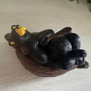 Kritter Hollows Black Bear In Canoe Trinket Box Figurine from 1999